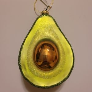 Bloomingdale’s Glass Avocado Christmas Ornament Green Glitter